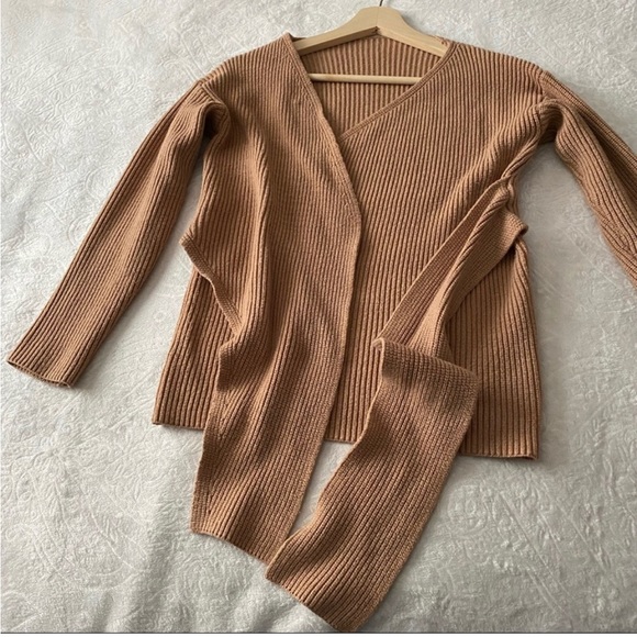 Tan Tied Front Sweater - Picture 2 of 7